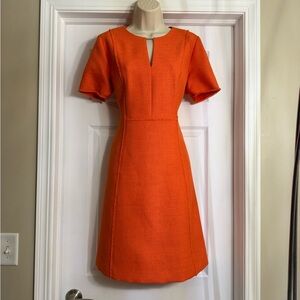 Elie Tahari Vibrant Orange Midi Dress